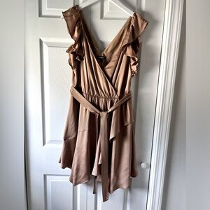Sleeveless ruffle asymmetrical belted dress. New (wore once). Dry cleaned.
